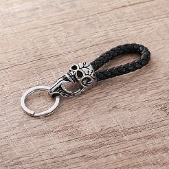 Viking Braided Skull PU Leather Keychains&nbsp;HZ0628
