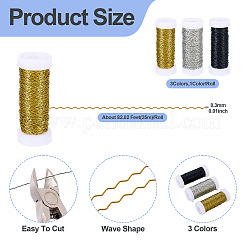 3 Rolls 3 Colors Iron Wavy Wires&nbsp;MW-TA0001-04