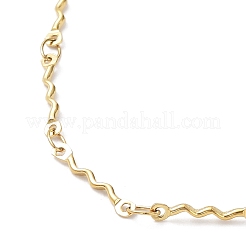 Ion Plating(IP) 304 Stainless Steel Wave Bar Link Chain Necklaces&nbsp;NJEW-K249-13G