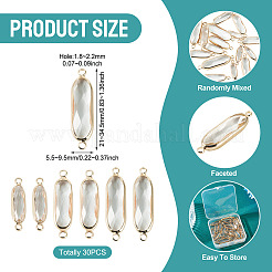 30Pcs Brass with Glass Links/Connector Charms&nbsp;GLAA-TA0004-13