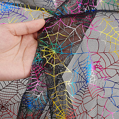 Halloween Spider Web Pattern Polyester Mesh Fabric&nbsp;DIY-WH0496-75