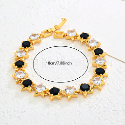 Brass Pave Cubic Zirconia Link Bracelets for Women&nbsp;LN8502-2
