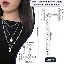 2Pcs Brass Micro Pave Clear Cubic Zirconia Chain Extender&nbsp;KK-BBC0013-58