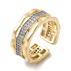 Brass Micro Pave Clear Cubic Zirconia Cuff Rings&nbsp;RJEW-H262-04G