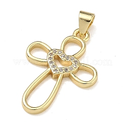 Brass Micro Pave Clear Cubic Zirconia Pendants&nbsp;KK-A293-16A-G