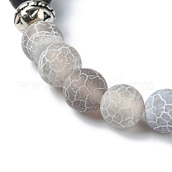 Natural Dyed Crackle Agate & Lava Rock Round Beaded Stretch Bracelet&nbsp;BJEW-TA00444-02
