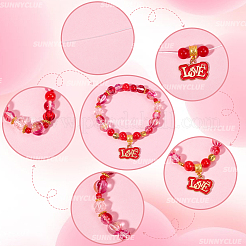 Valentine's Day Theme DIY Glass Beads Stretch Bracelet Jewelry Kits&nbsp;DIY-SC0028-68