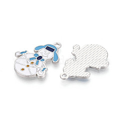 Christmas Rack Plating Alloy Enamel Snowman Pendants&nbsp;ENAM-T024-77A-P