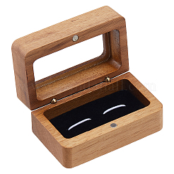 Wood Cuff-link Gift Storage Magnetic Boxes with Window Hinged Lid&nbsp;WOOD-WH0062-27A