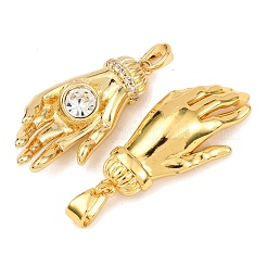 Brass Pave Cubic Zirconia Pendants&nbsp;KK-G543-02G-02