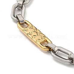 Ion Plating(IP) Two Tone 201 Stainless Steel Oval Link Chain Bracelet&nbsp;BJEW-B078-02GP