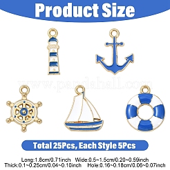 25Pcs 5 Styles Alloy Enamel Pendants&nbsp;ENAM-YW0008-28