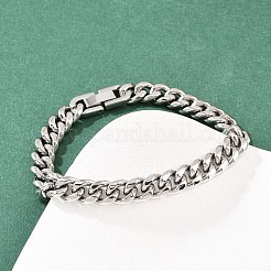 304 Stainless Steel Cuban Link Chain Bracelets&nbsp;BJEW-G766-01P-02