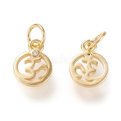 Brass Micro Pave Clear Cubic Zirconia Charms&nbsp;ZIRC-K086-03G