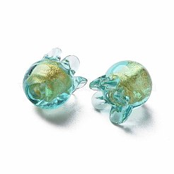 Handmade Gold Foil Lampwork Beads&nbsp;FOIL-T004-04A