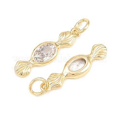 Brass Micro Pave Clear Cubic Zirconia Pendants&nbsp;KK-P353-05G