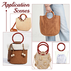 4Pcs 2 Style Round Ring Wood Bag Handles&nbsp;FIND-WR0008-06