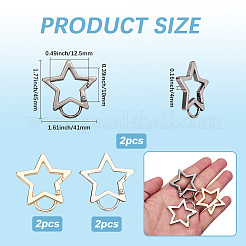 6Pcs 3 Colors Zinc Alloy Spring Gate Rings&nbsp;FIND-SP0003-81B