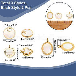6Pcs 3 Styles Shell Pendants&nbsp;STAS-CA0001-49