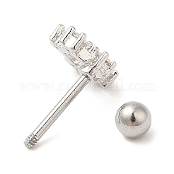 Brass Micro Pave Clear Cubic Zirconia Stud Earrings&nbsp;LS-EJEW-L265-05P