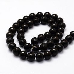 Natural Golden Sheen Obsidian Beads Strands&nbsp;G-F364-08-10mm