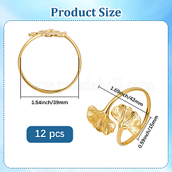 Ginkgo Leaf Iron Napkin Rings&nbsp;AJEW-WH20070-110G