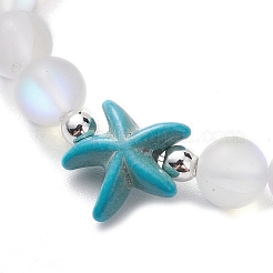 Beach Starfish Dyed Synthetic Turquoise Bead Bracelets&nbsp;BJEW-JB10252-02