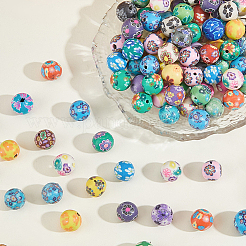 120Pcs Handmade Flower Pattern Polymer Clay Beads&nbsp;CLAY-PA0001-24B