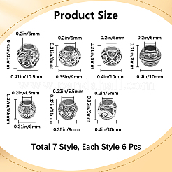 42Pcs 7 Styles Alloy European Beads&nbsp;MPDL-SP0001-01