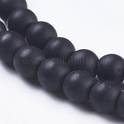 Synthetic Black Stone Bead Strands&nbsp;G-R345-4mm-38-1