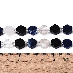 Natural Obsidian & Sodalite & Quartz Crystal Beads Strands&nbsp;G-N358-03A-02
