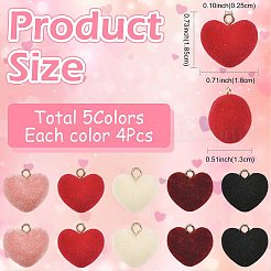 20Pcs 5 Colors Flocky Acrylic Pendants&nbsp;FIND-FS0004-95