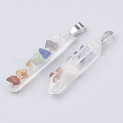 Chakra Natural Quartz Crystal Pointed Pendants&nbsp;X-G-T097-06