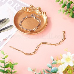 2Pcs 2 Colors 304 Stainless Steel Paperclip Chain Bracelets for Women&nbsp;BJEW-TADJ0001-01