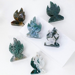 Natural Moss Agate Carved Flame Shape Figurines&nbsp;PW-WG95540-01