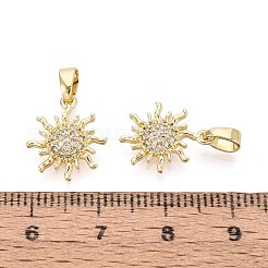 Brass Micro Pave Clear Cubic Zirconia Pendants&nbsp;KK-T080-73G