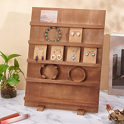 5-Tier Wood Earring Display Card Stands&nbsp;ODIS-WH0025-164