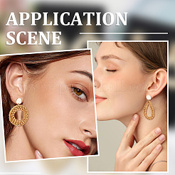 4 Pairs 4 Styles Rattan Dangle Stud Earrings&nbsp;EJEW-SP0001-16C
