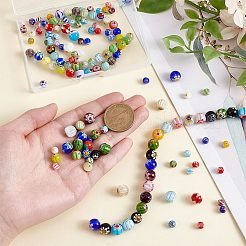 3 Styles Handmade Millefiori Glass Round Beads Strands&nbsp;LAMP-HY0001-16