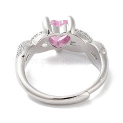 Rack Plating Brass Micro Pave Cubic Zirconia Adjustable Rings&nbsp;RJEW-D025-14P-02