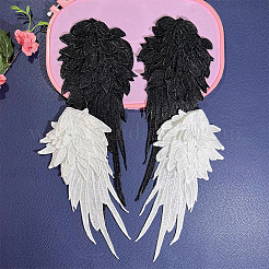 2 Pairs 2 Style Angel Wing Polyester Embroidery Lace Appliques&nbsp;DIY-FG0003-89B