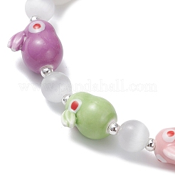 Handmade Porcelain & Glass Beaded Stretch Bracelets for Women&nbsp;BJEW-TA00690