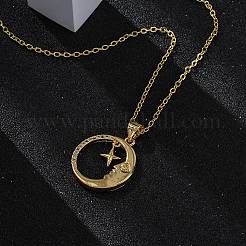 Brass Micro Pave Clear Cubic Zirconia Pendant Necklaces&nbsp;NJEW-S438-05B-G