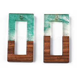 Transparent Resin & Walnut Wood Pendants&nbsp;RESI-N039-71