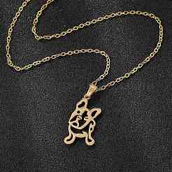 Hollow French Bulldog 201 Stainless Steel Pendant Necklaces & Stud Earrings Sets for Women&nbsp;SJEW-Q025-06G