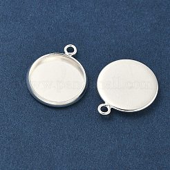 Flat Round Brass Pendant Cabochon Settings&nbsp;KK-K414-14E-S