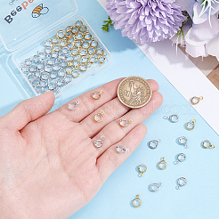 80Pcs 2 Colors 304 Stainless Steel with Glass Charms&nbsp;STAS-BBC0009-70