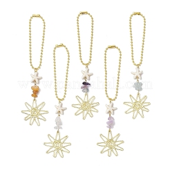 Alloy Flower & Synthetic Turquoise Starfish Pendant Decorations&nbsp;HJEW-JM03241