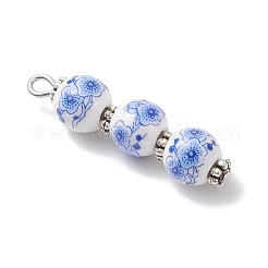 Handmade Flower Printed Porcelain Ceramic Pendants&nbsp;PALLOY-JF04452-02