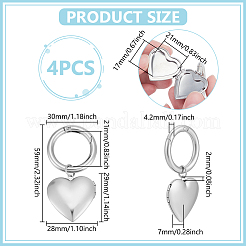 4Pcs 316 Stainless Steel Photo Locket Keychain&nbsp;HJEW-UN00076